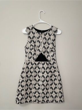 Ark & Co Black & White Patterned Cutout Mini Dress